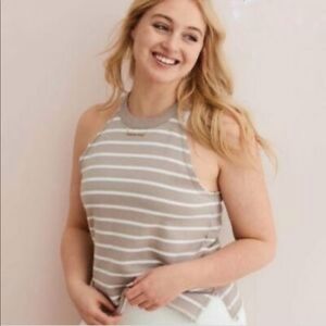 Aerie Halter Striped Sweatshirt Tank Top